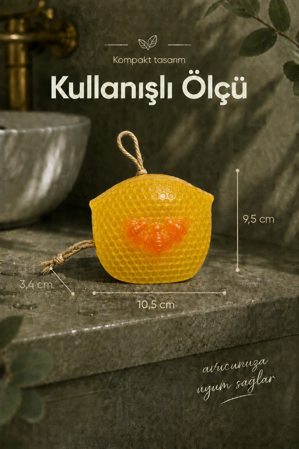 Sarı Petek Şekilli Katı Sabun 9,5x10,5x3,4 cm Asılabilir Dekoratif Banyo El Sabunu