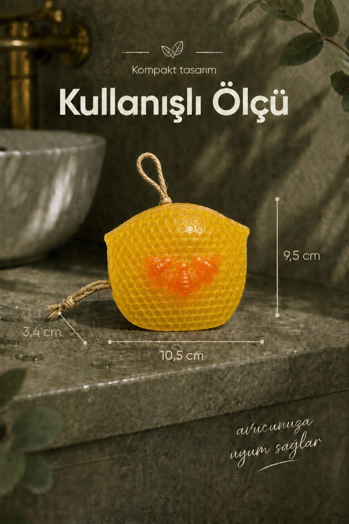 Sarı Petek Şekilli Katı Sabun 9,5x10,5x3,4 cm Asılabilir Dekoratif Banyo El Sabunu