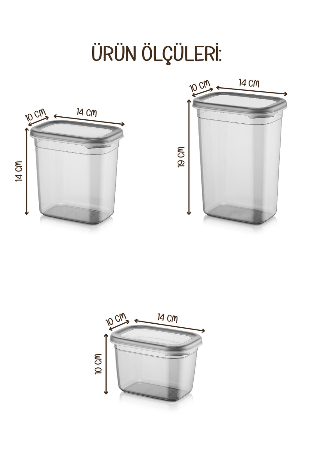 Renkli Etiketli 15li Peggy Dikdörtgen Saklama Kabı Seti 5x(1500-1150-800 Ml) Antrasit