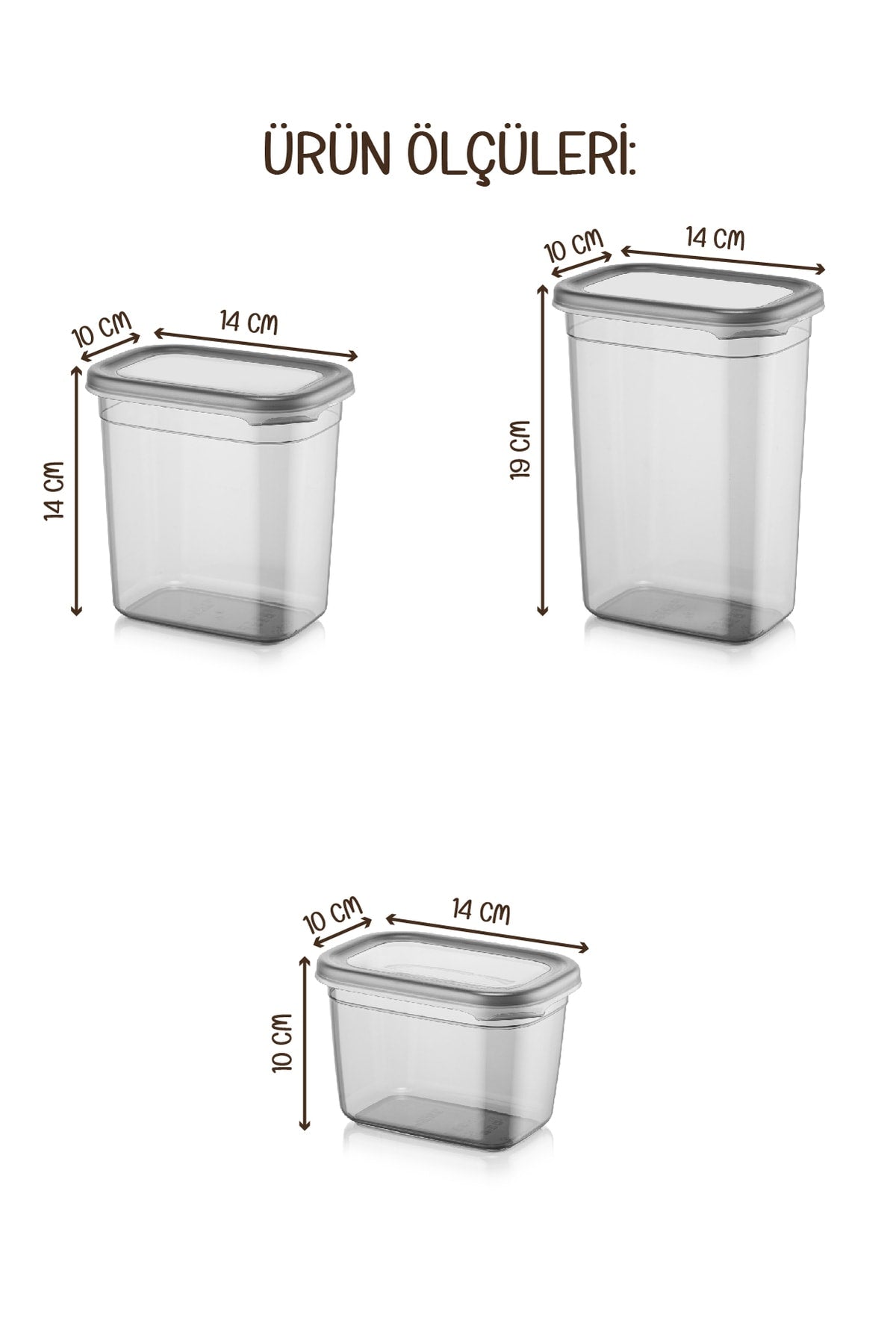 Renkli Etiketli 6lı Peggy Dikdörtgen Saklama Kabı Seti 2x(1500-1150-800 Ml) Antrasit