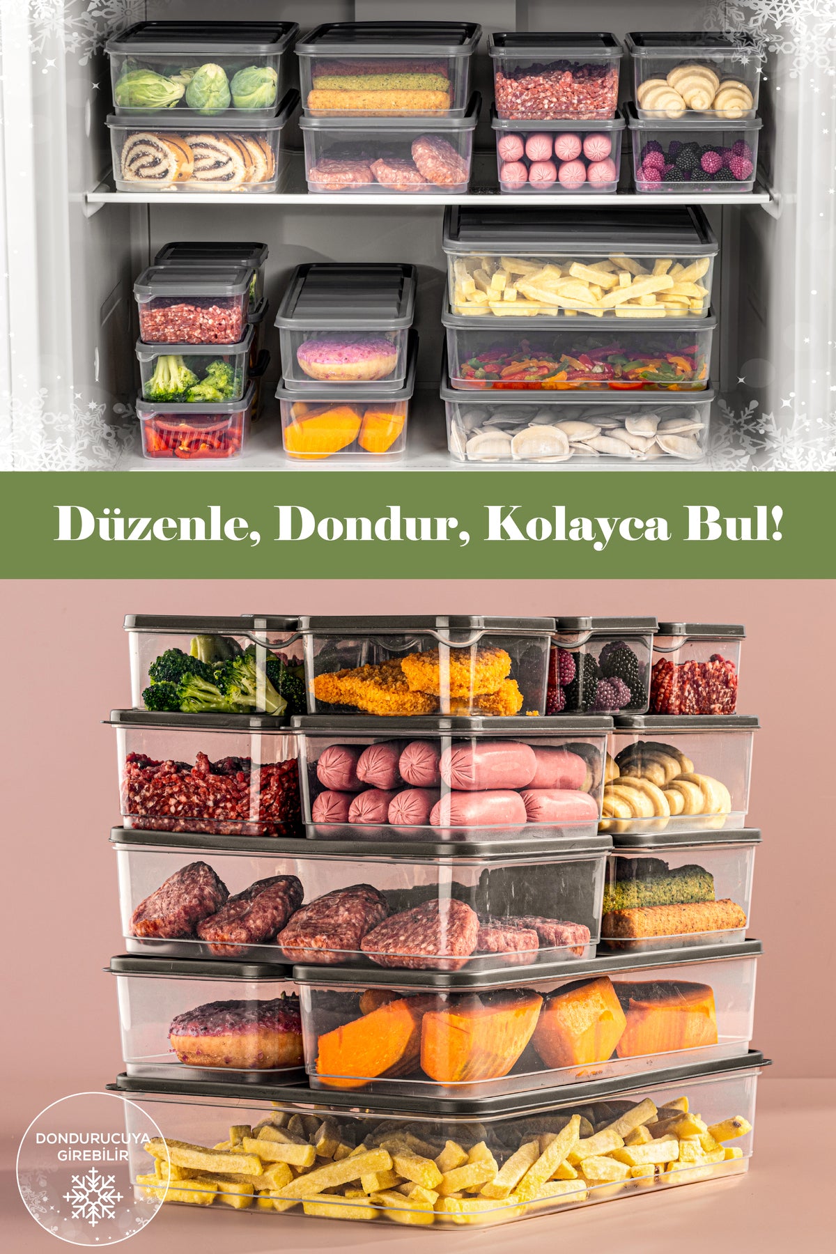 15li Buzdolabı Düzenleyici Organizer Mikrodalgaya Uygun Difriz Saklama Kabı Gri