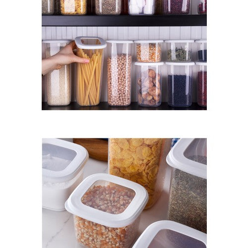 Etiketli Kare Erzak Saklama Kabı 9'lu Set 3x(0,55 LİTRE, 1,2 LİTRE, 1,75 LİTRE) Beyaz