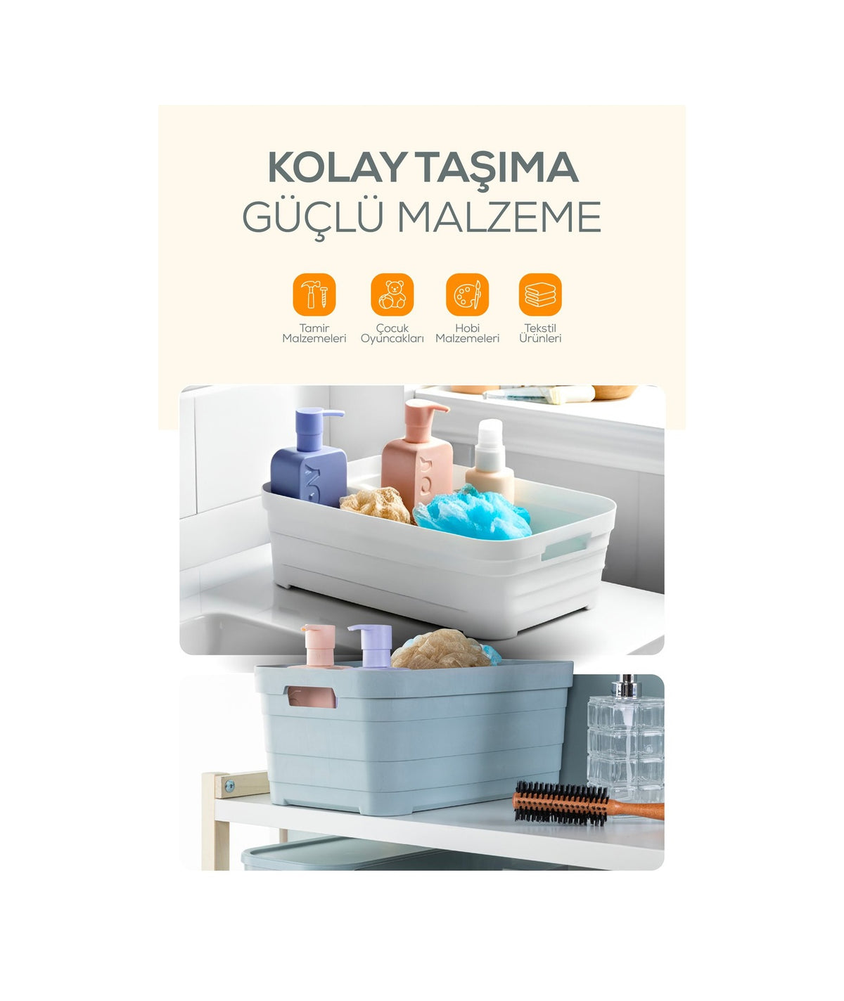 6'lı Kapaklı 3,8 Litre Saklama Kutusu Beyaz