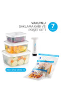 VacuumFresh 7 Parça Vakumlu Gıda Saklama ve Vakumlu Poşet Seti