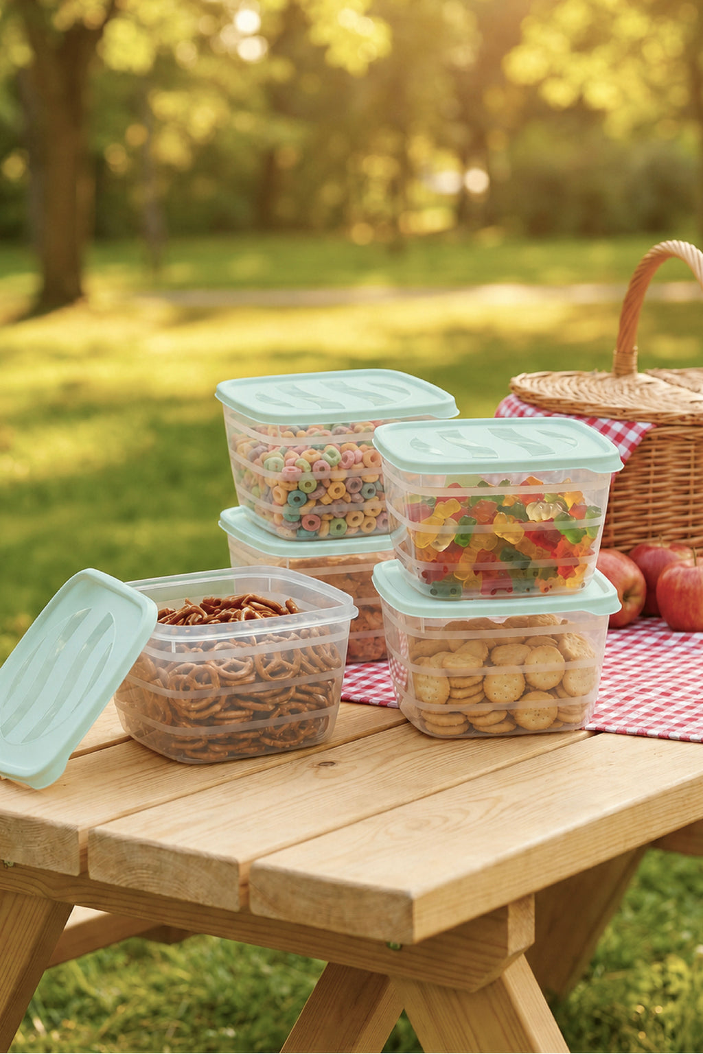 4'lü Set 4 Lt Kare Saklama Kabı Mint Yeşili - Mutfak ve Buzdolabı Düzenleyici
