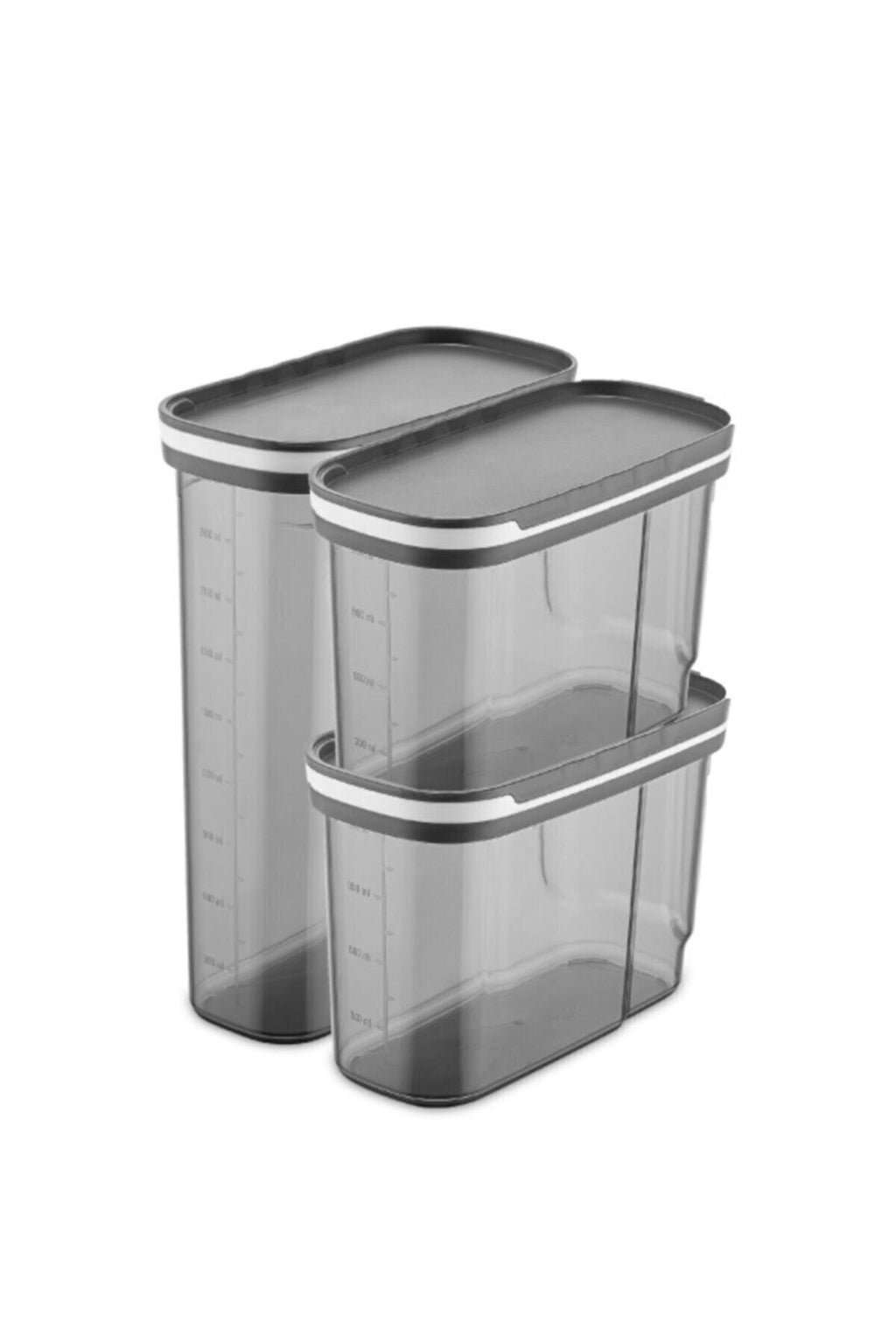 Foly 3'lü Sürgülü Kapaklı Erzak Saklama Kabı 2.7 Litre(1x), 1.25 Litre(2x)