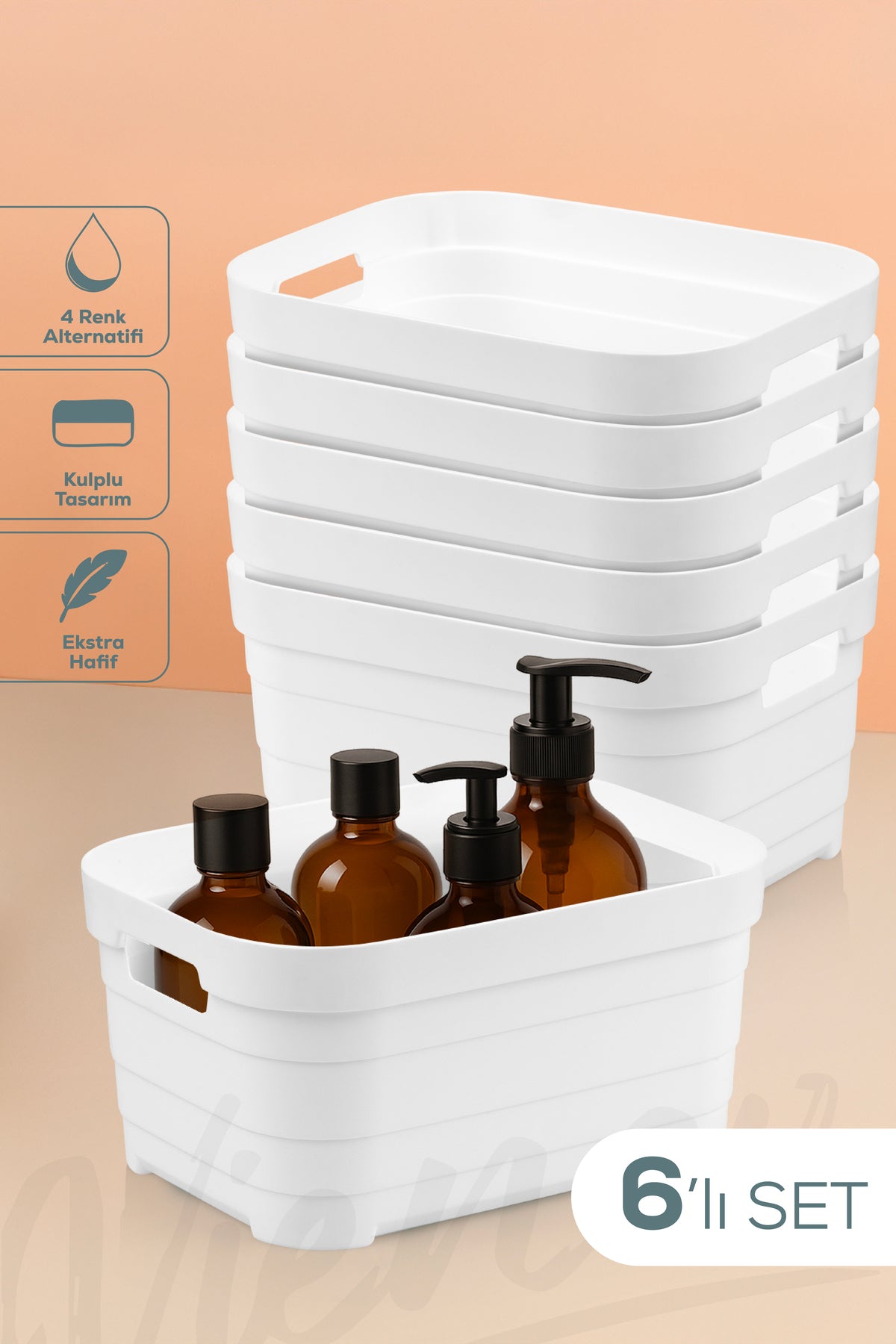 6'lı 3,8 Litre Saklama Kutusu Beyaz