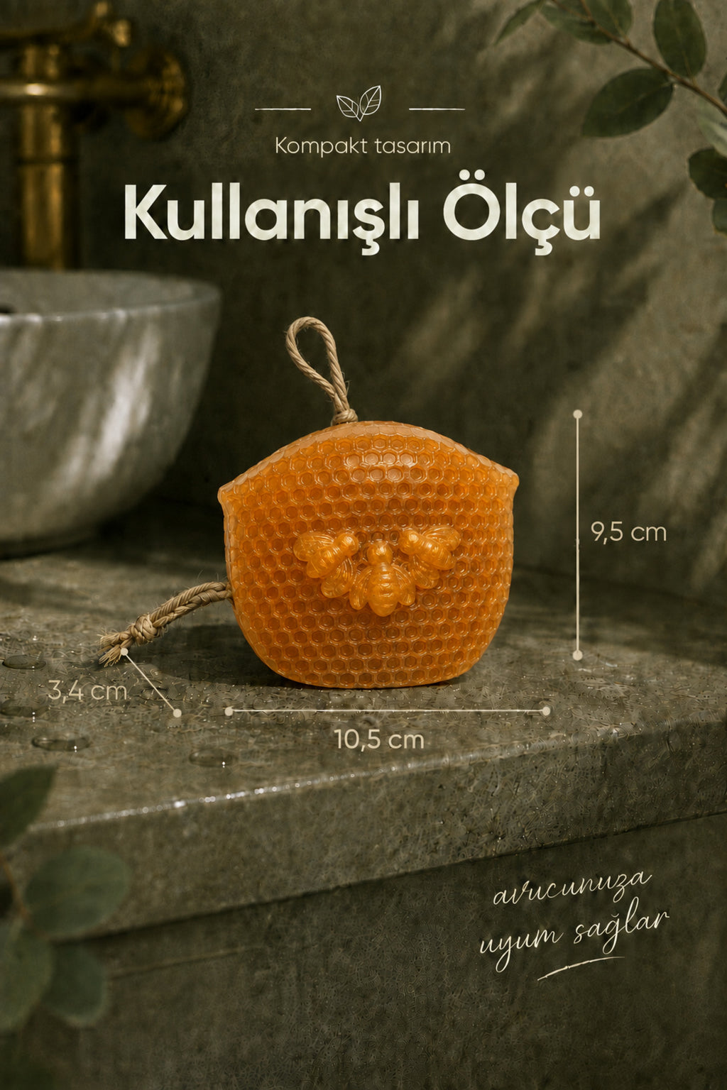 Turuncu Petek Şekilli Katı Sabun 9,5x10,5x3,4 cm Asılabilir Dekoratif Banyo El Sabunu