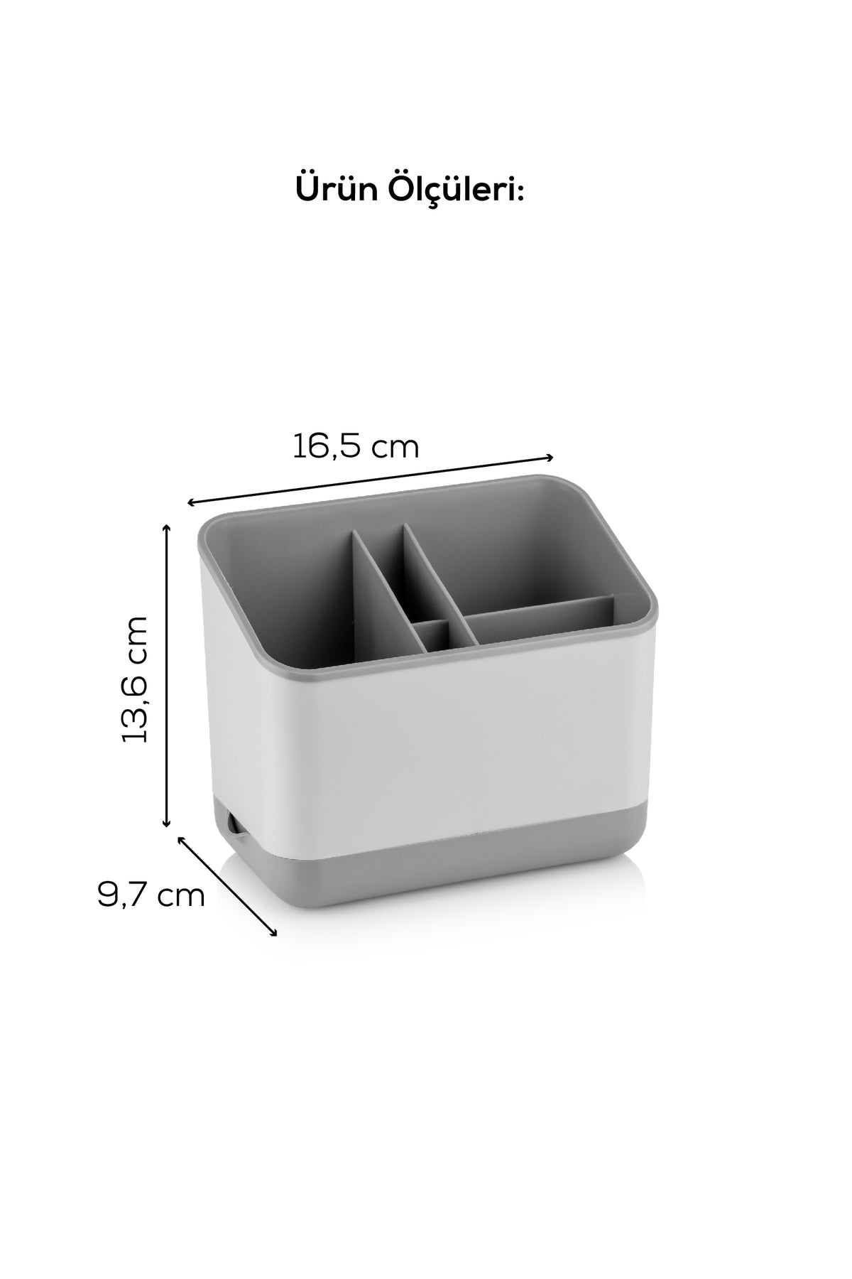 5 Bölmeli Organizer Kaşıklık Tezgah Üstü Kaşık Düzenleyici Gri