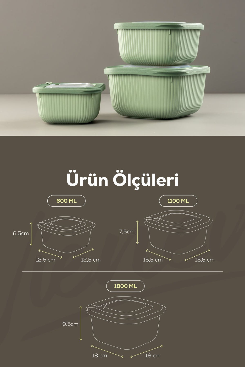 12'li 4x(600-1100-1800 ML) Mikrodalga Ve Difrize Uygun Vip Kapaklı Özel Saklama Kabı Seti Renkli