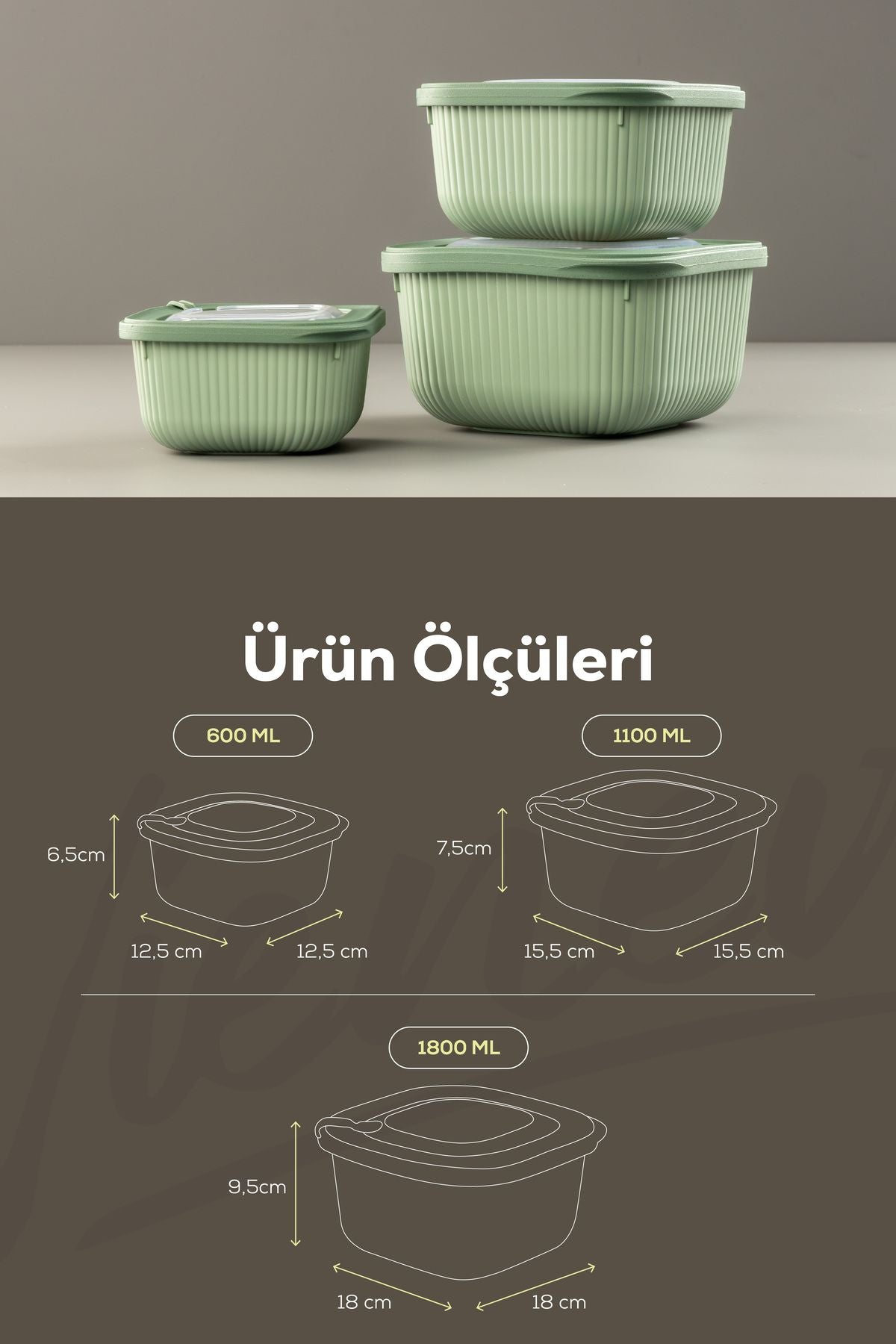 12'li 4x(600-1100-1800 ML) Mikrodalga Ve Difrize Uygun Vip Kapaklı Özel Saklama Kabı Seti Renkli