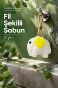 Sarı Çiçekli Fil Şekilli Katı Sabun 8x10 cm Asılabilir Dekoratif Banyo El Sabunu