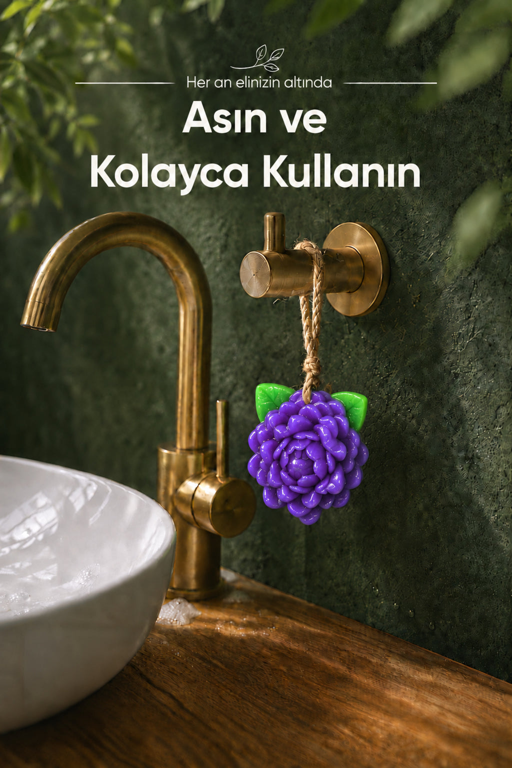 Mor Yasemin Şekilli Katı Sabun 10,5x9,5 cm Asılabilir Dekoratif Banyo El Sabun
