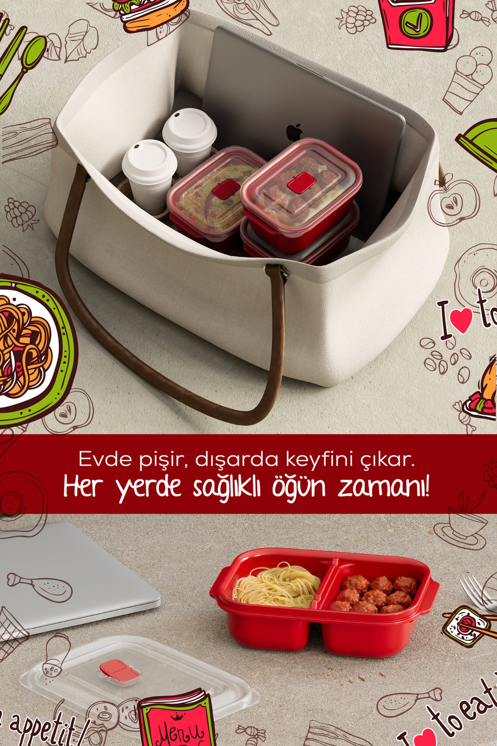 Kapaklı 3’lü Mikrodalgaya Uygun Dikdörtgen Saklama Kabı Seti - 1000 ml