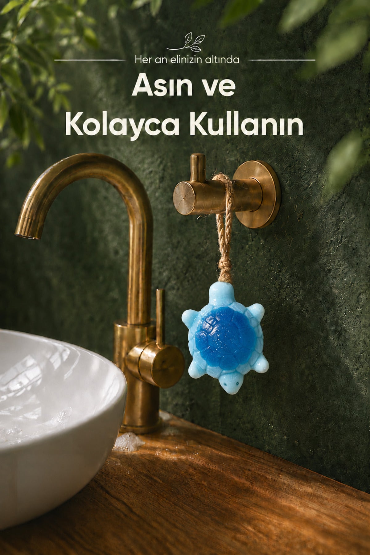 Mavi Kaplumbağa Şekilli Katı Sabun 8x11 cm Asılabilir Dekoratif Banyo El Sabunu