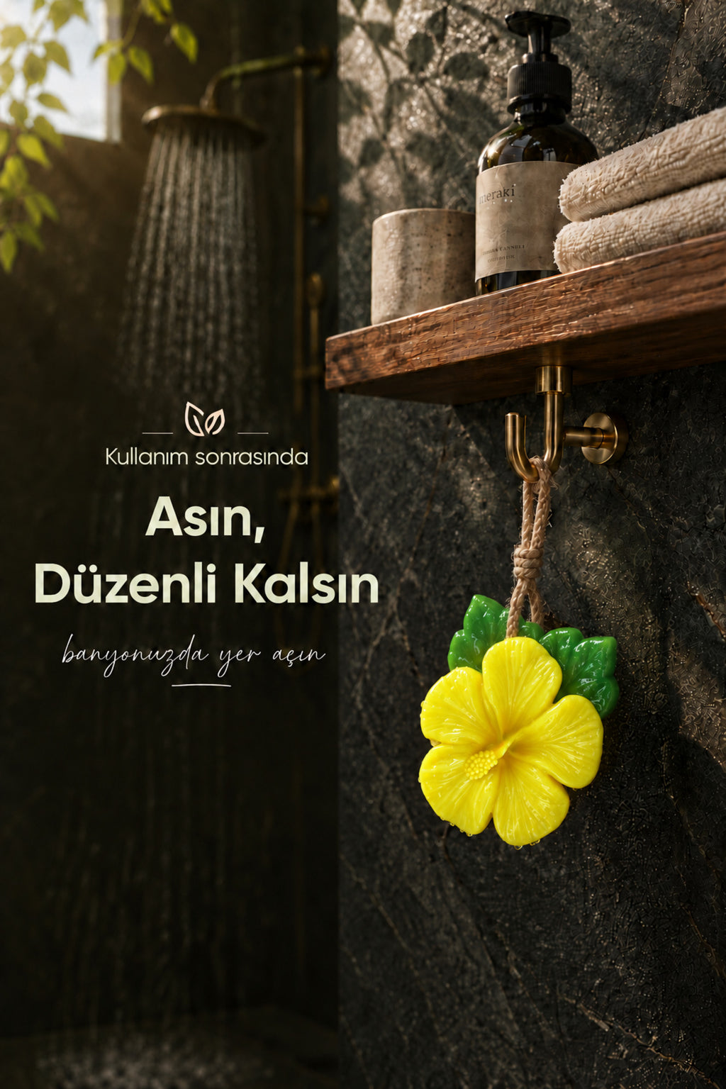 Sarı Çin Gülü Şekilli Katı Sabun 10x10 cm Asılabilir Dekoratif Banyo El Sabunu