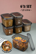 Beyaz Serigrafi Etiketli 6lı Set Peggy Dikdörtgen Saklama Kabı 1,3 Litre Antrasit