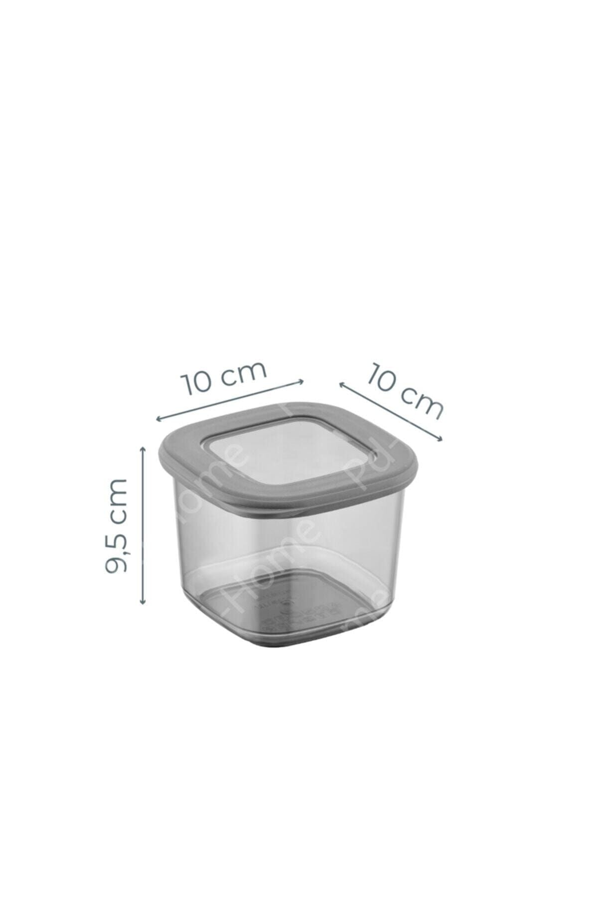 Beyaz Serigrafi Etiketli Kaşıklı Kare Erzak Saklama Kabı 12'li Set Küçük Boy 0,55 Litre