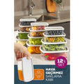 12'li Hava Geçirmez Saklama Kabı Seti Gri 3x(250-500-750-1200 ML)