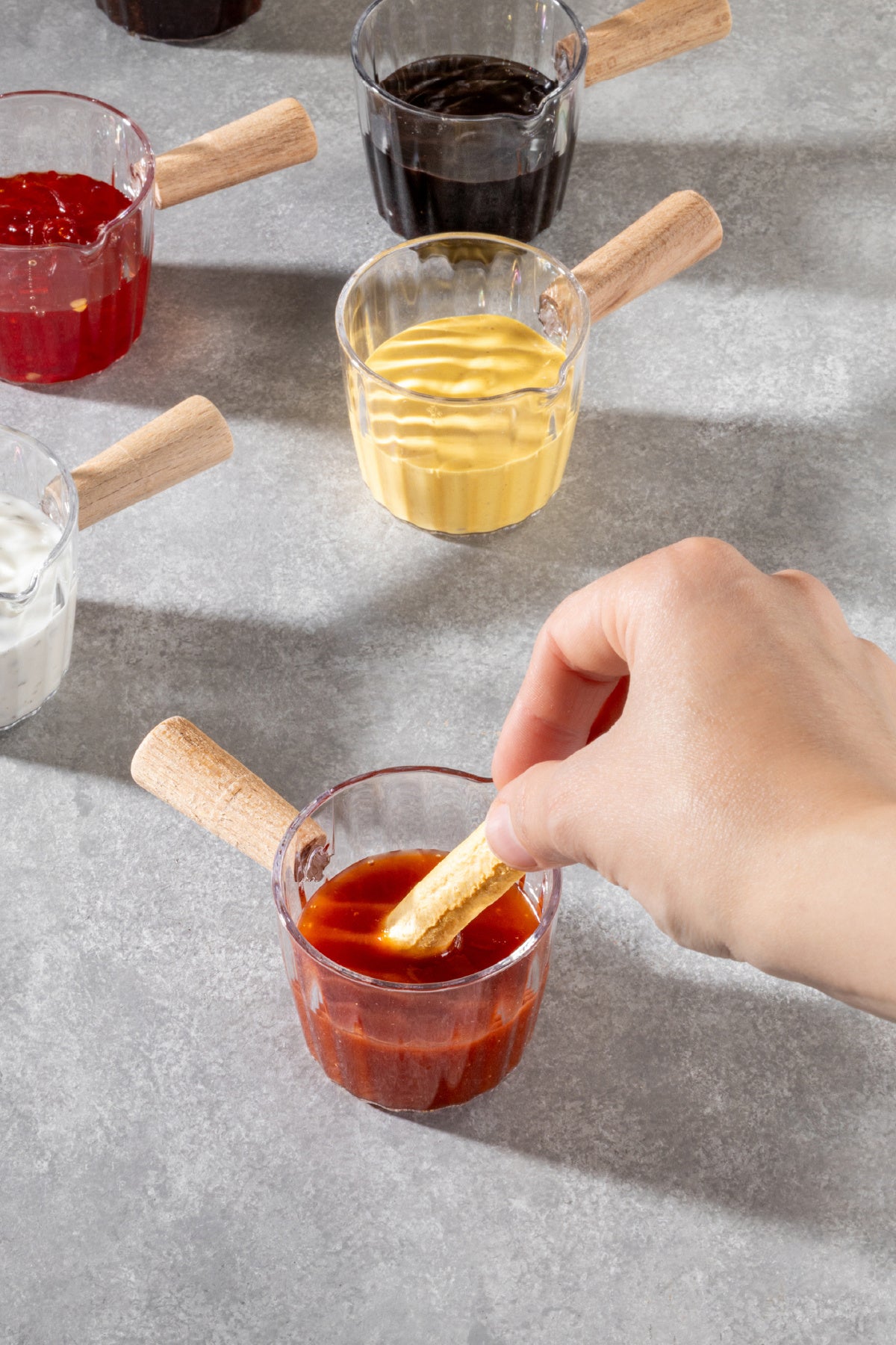 6'lı Ahşap Saplı Akrilik Sosluk 80 ml