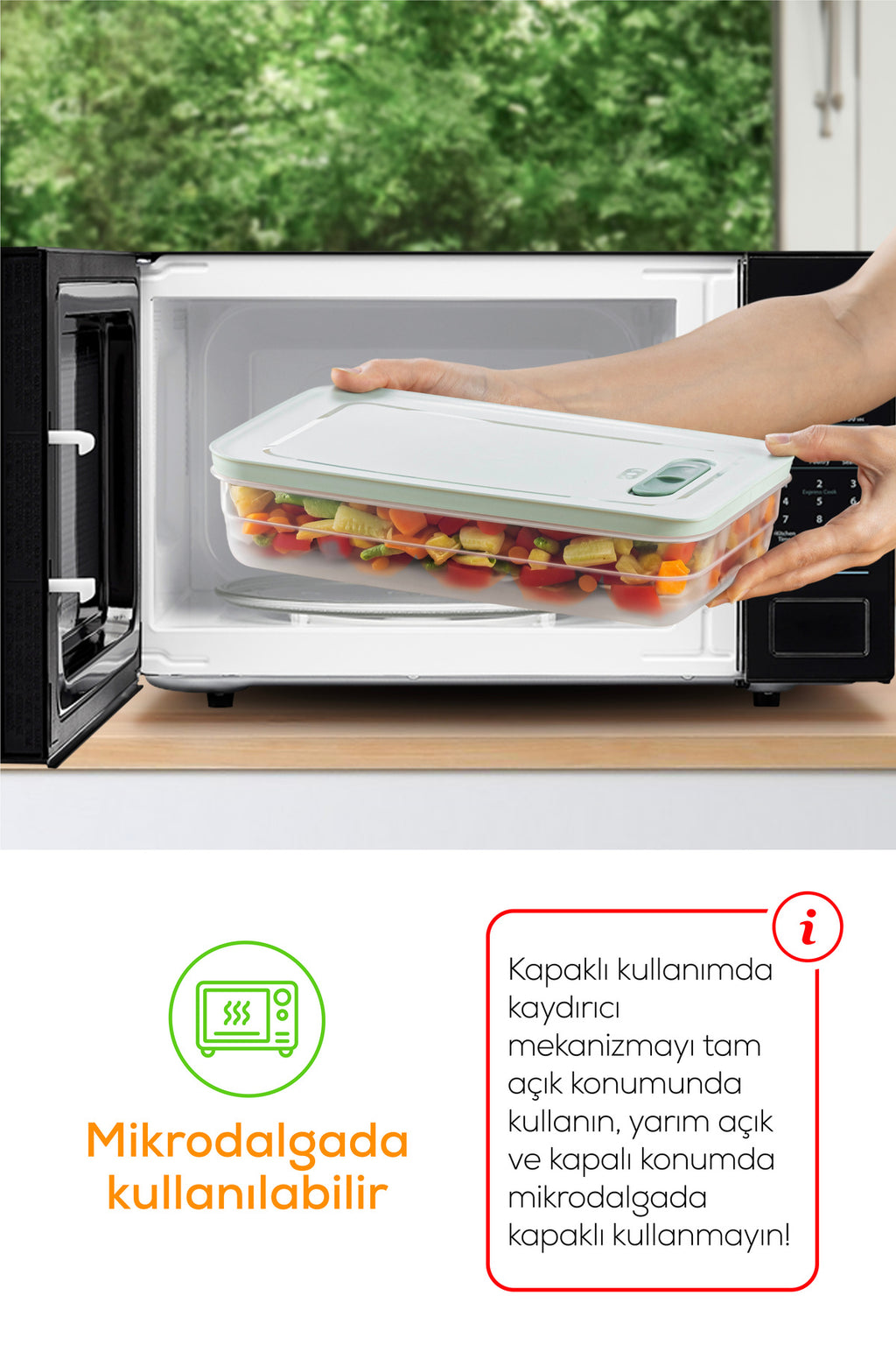 6'lı Hava Kanallı Ayarlanabilir Sebze ve Meyve Saklama Kabı 6x(2,35 lt) Yeşil