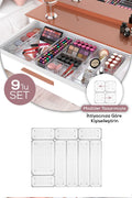 9'lu Şeffaf Çekmece Içi Düzenleyici Organizer 4x(D.DKDRTGN,K.DKDRTGN) 1x(O.DKDRTGN)