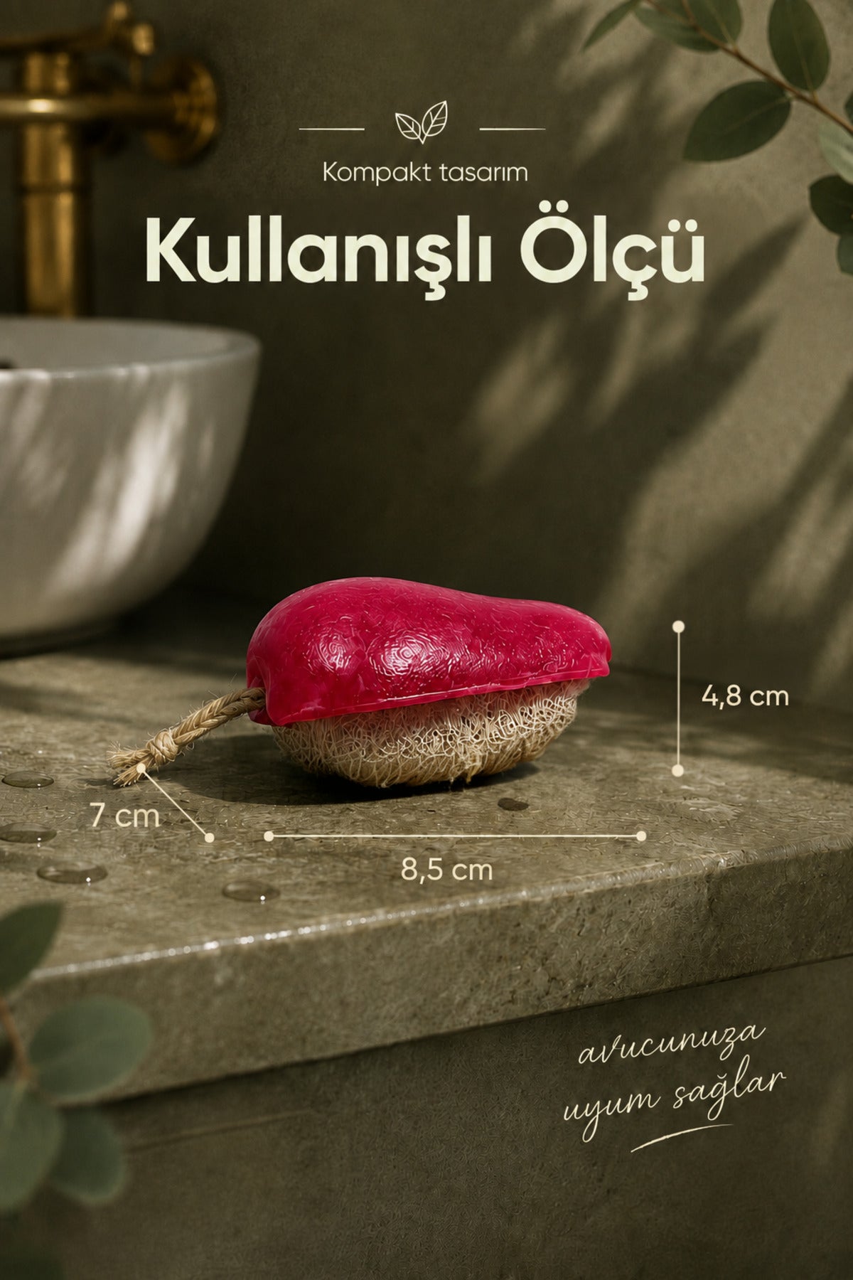 Kırmızı Elma Şekilli Lifli Katı Sabun 8,5x7x4,8 cm Peeling Etkili Asılabilir Dekoratif Banyo El Sabunu