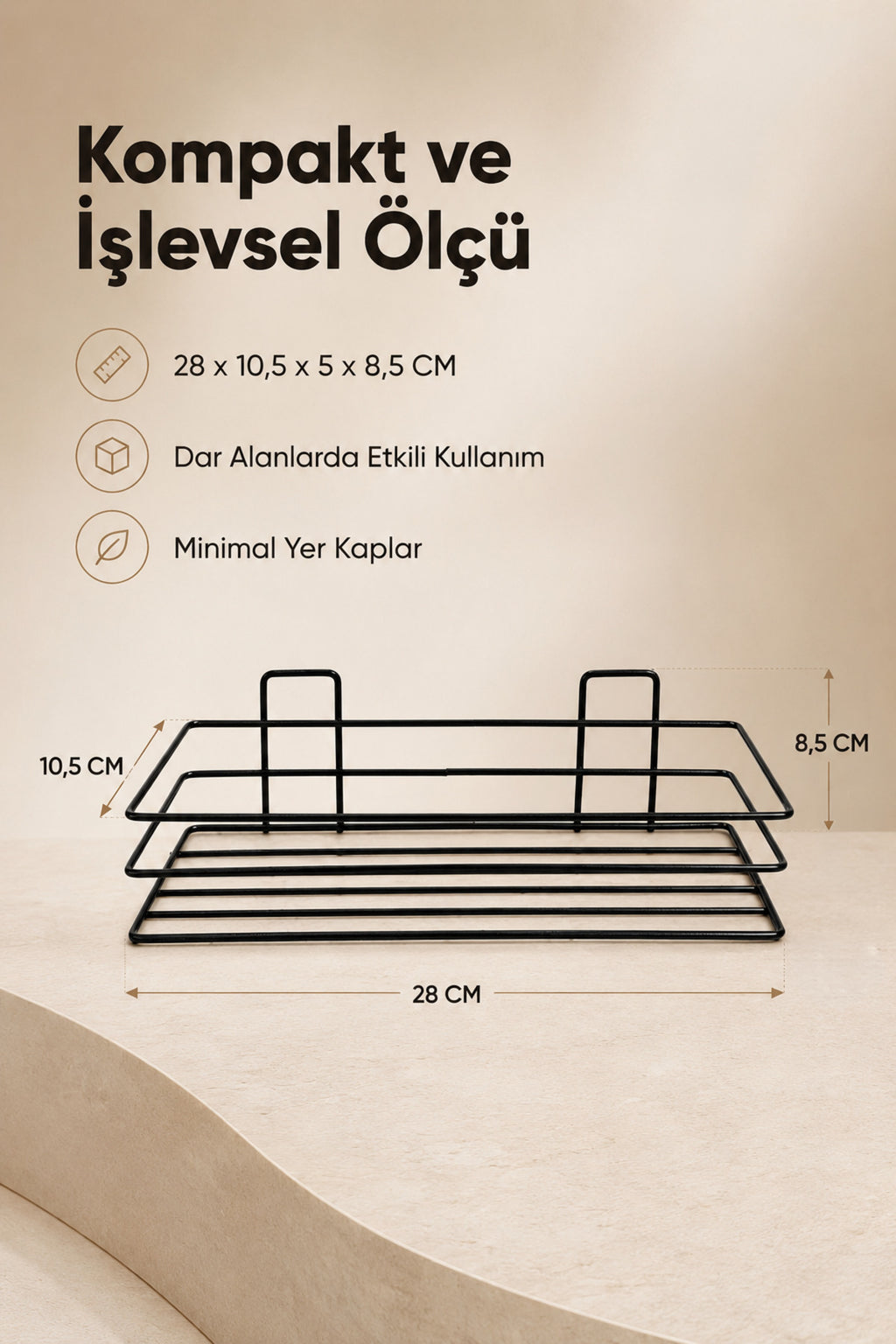 Banyo ve Mutfak İçin Paslanmaz Siyah Metal Yapışkanlı Düzenleyici Raf