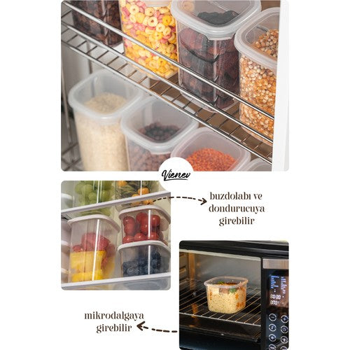 Renkli Etiketli 24lü Peggy Kare Erzak Saklama Kabı 8x(0,55 Litre, 1,2 Litre, 1,75 Litre) Beyaz
