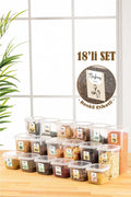 Renkli Etiketli 18li Peggy Kare Erzak Saklama Kabı 6x(0,55 Litre, 1,2 Litre, 1,75 Litre) Beyaz