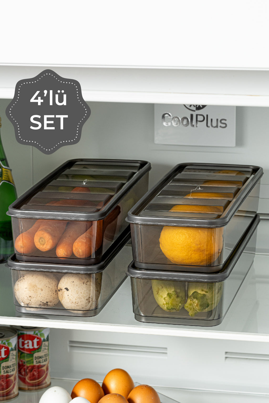 4lü Bella Buzdolabı Düzenleyici Saklama Kabı 1,65 Lt