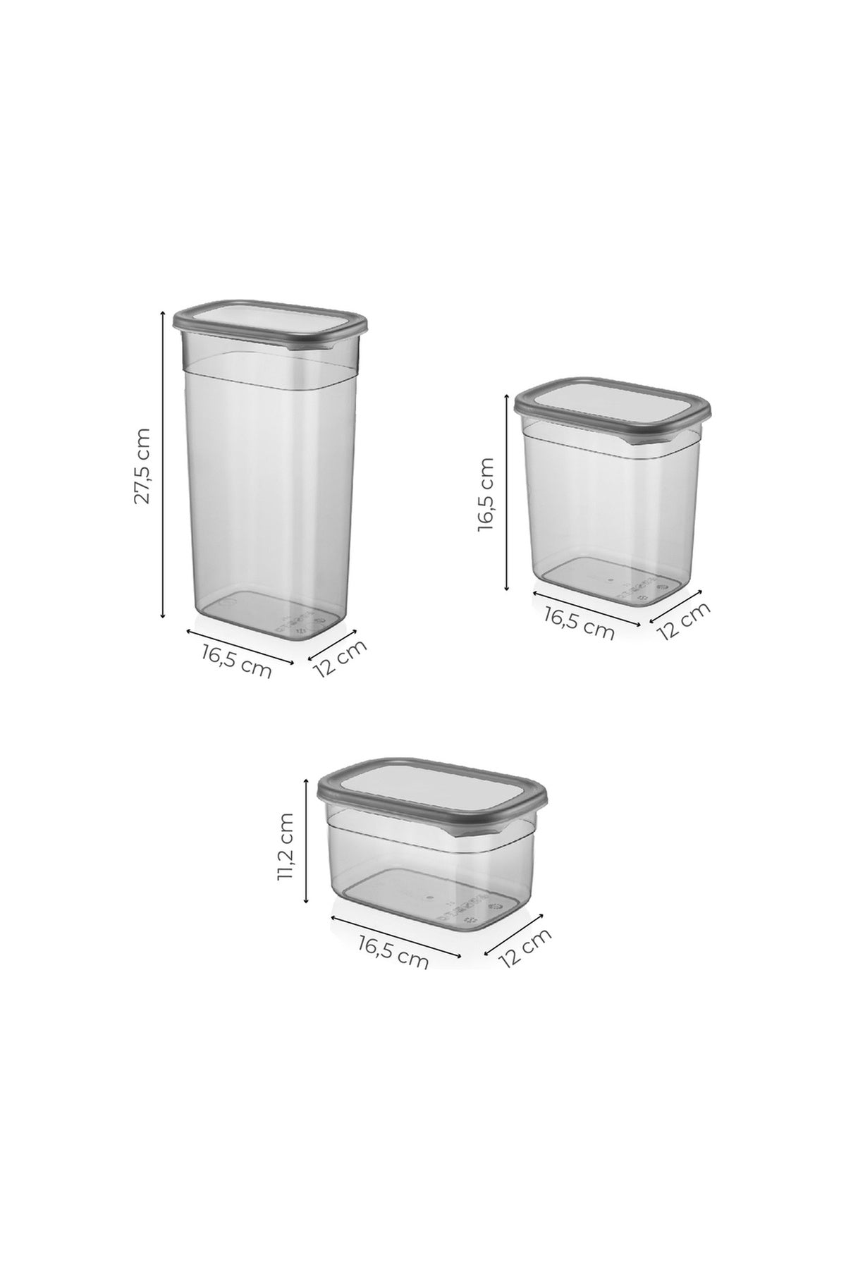 18li Contalı Dikdörtgen Saklama Kabı Seti 6x(3,2 2 1,3 Litre) Serigrafi Etiketli