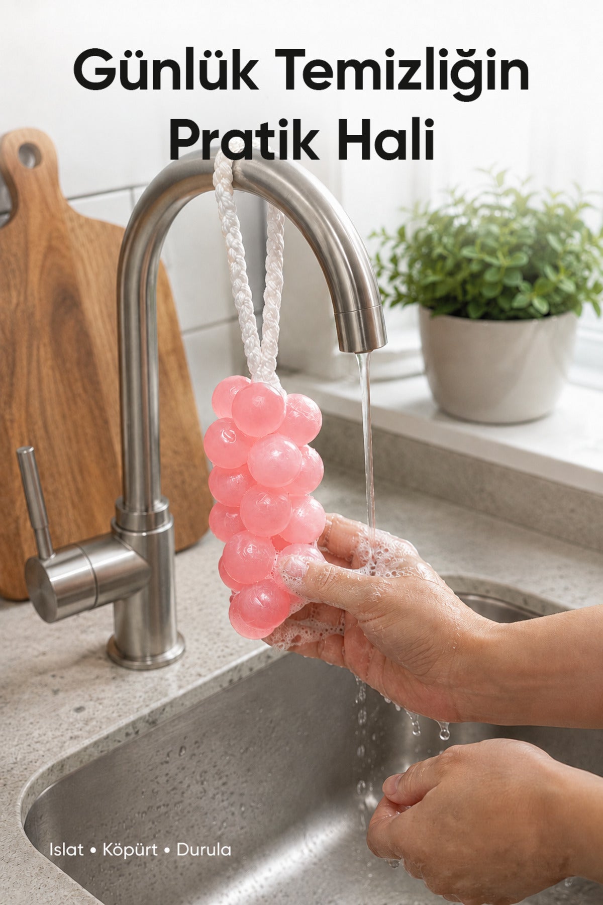Pembe Salkım Üzüm Şekilli Katı Sabun 7x22 cm Asılabilir Dekoratif Banyo El Sabunu