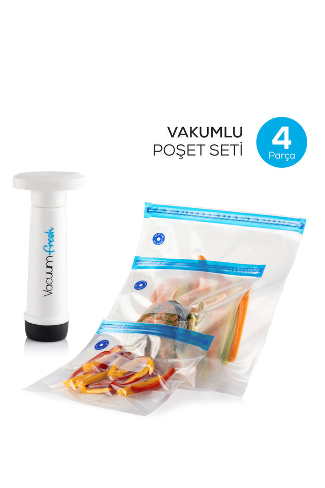 VacuumFresh Vakumlu Saklama ve Pompa Seti · 4'lü