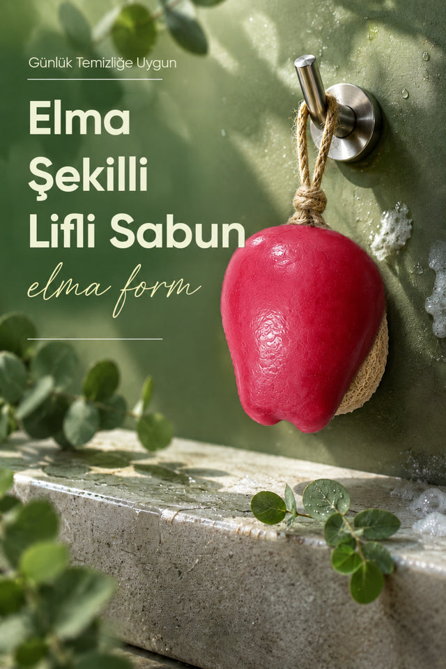Kırmızı Elma Şekilli Lifli Katı Sabun