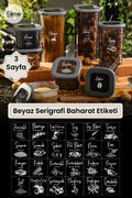 3 Adet Beyaz Serigrafi Baharat Etiketi