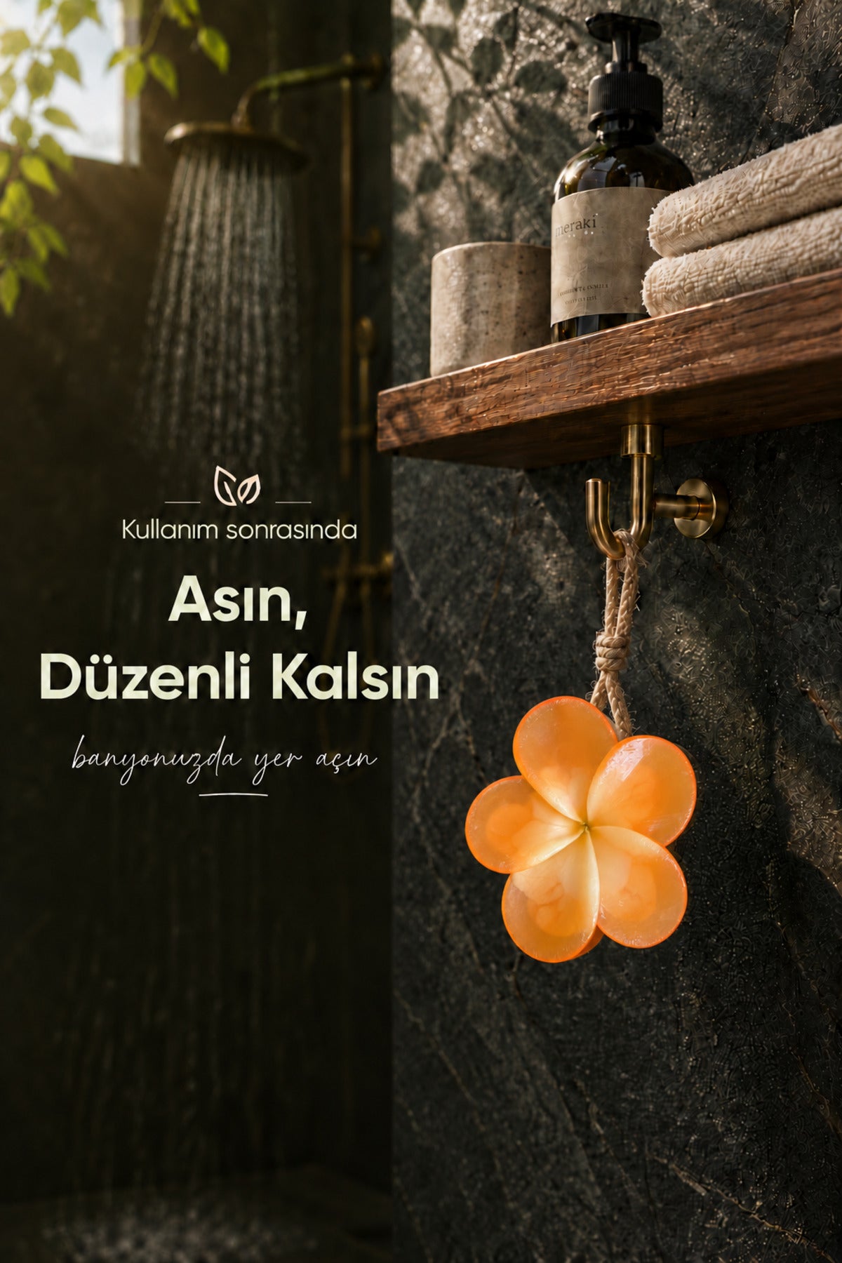 Turuncu Hint Yasemini Şekilli Katı Sabun 10,5x11 cm Asılabilir Dekoratif Banyo El Sabunu
