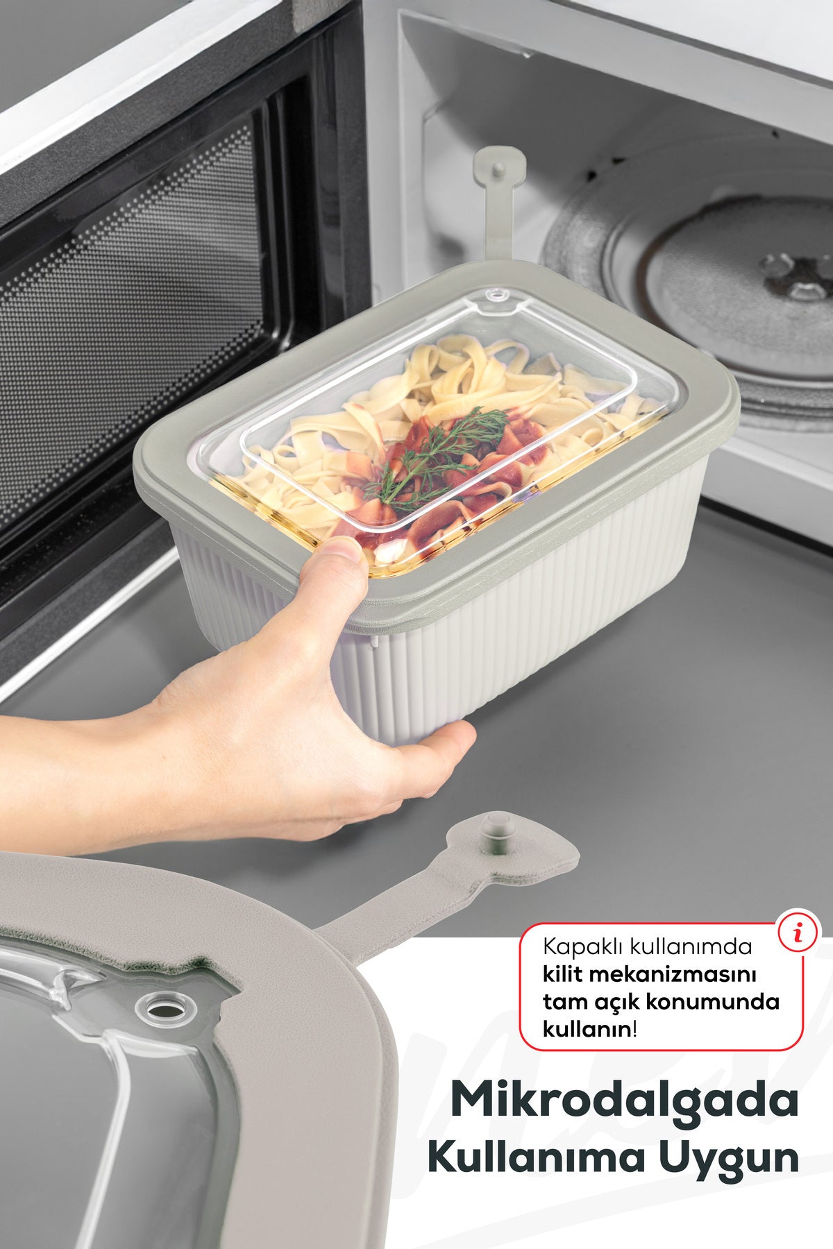 12'li Vip Dikdörtgen Mikrodalga Ve Difrize Uygun Saklama Kabı Seti Bej 4x(1750,1050,600 ml)