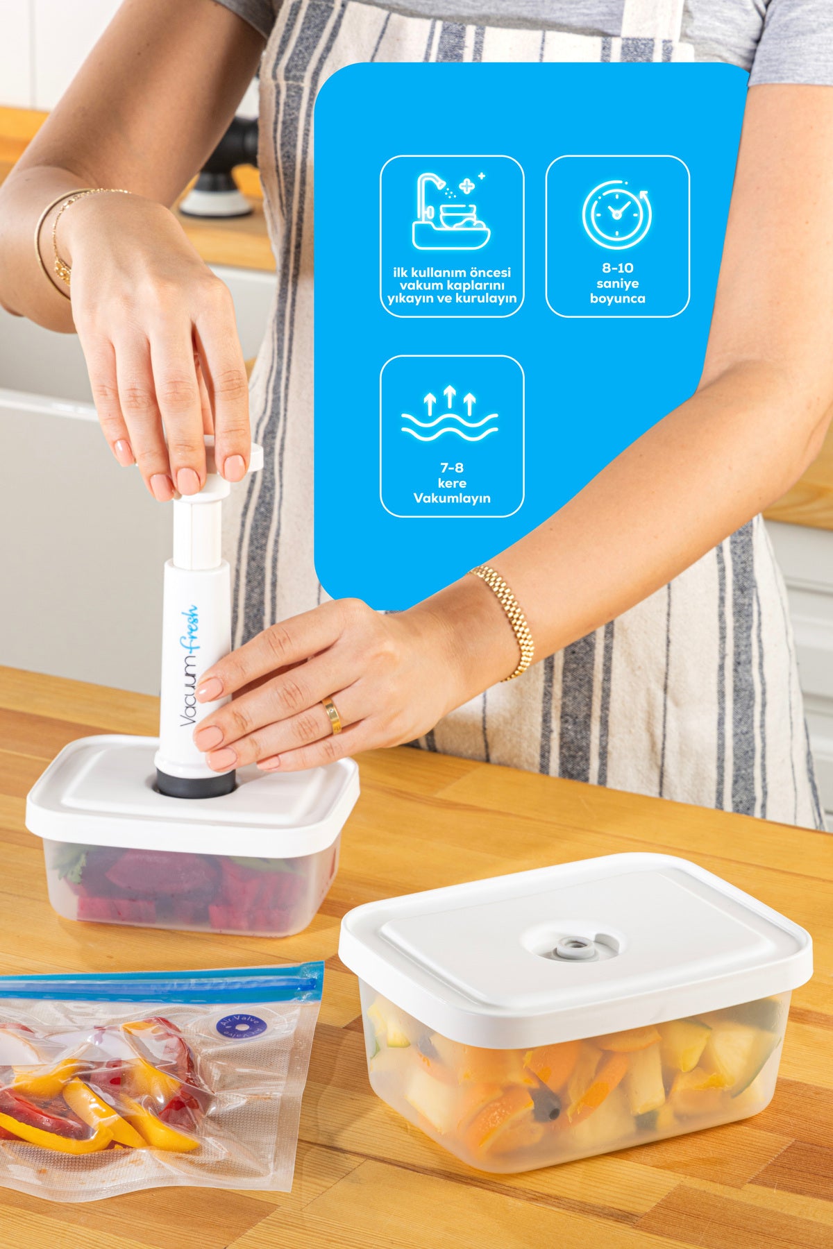Vacuumfresh 2'li 450 ml Vakumlu Gıda Saklama Kabı Seti