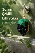 Siyah Üzüm Şekilli Lifli Katı Sabun 10,5x7x5,2 cm Peeling EtkiliAsılabilir Dekoratif Banyo El Sabunu