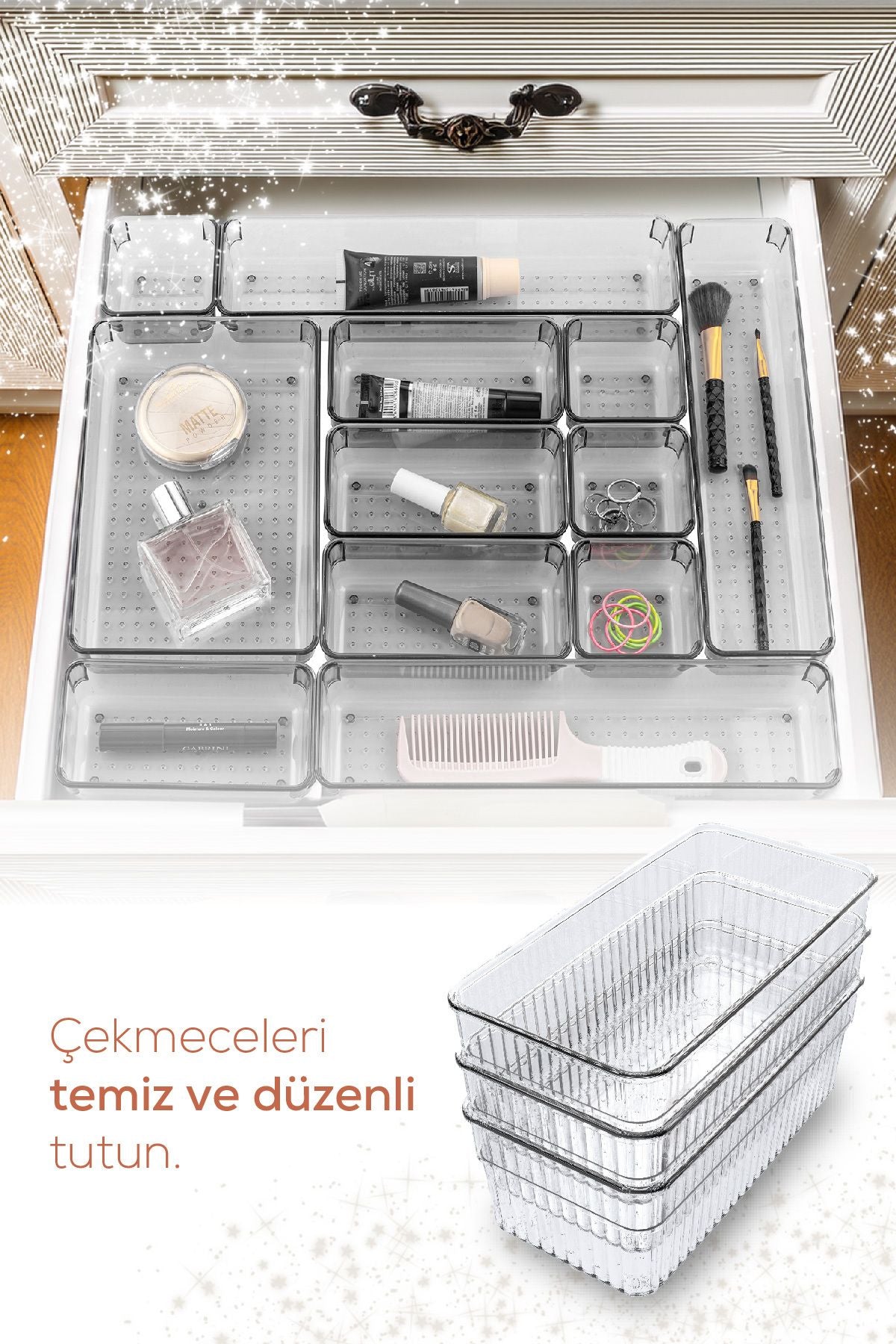 19'lu Dolap Içi Çekmece Düzenleyici Mutfak Çekmece Içi Kaşıklı Organizer
