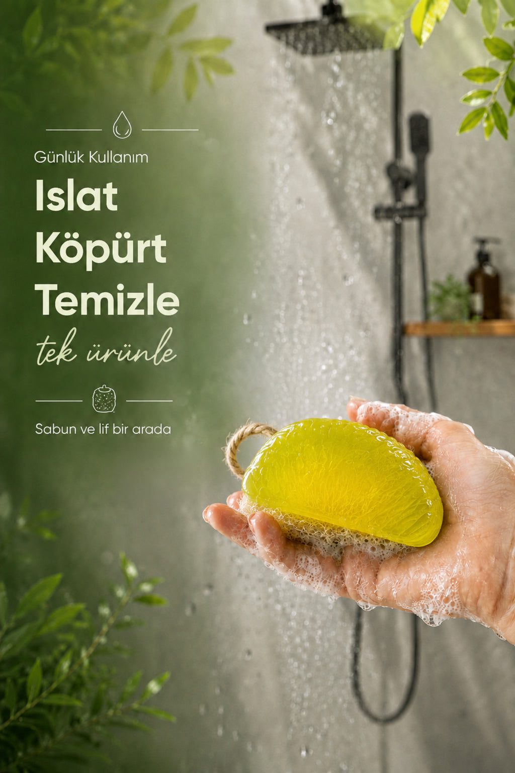 Sarı Pomelo Dilimi Şekilli Lifli Katı Sabun 10x6x4 cm Peeling Etkili Asılabilir Dekoratif Banyo El Sabunu