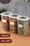 Foly Etiketli Kare Erzak Saklama Kabı 3'lü Set Orta Boy 1,2 Litre
