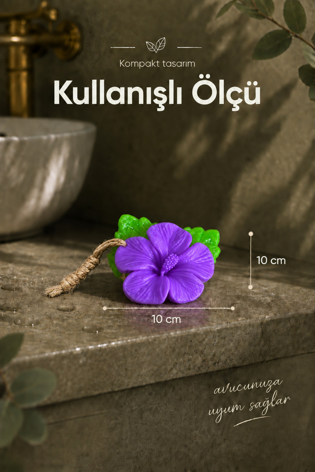 Mor Çin Gülü Şekilli Katı Sabun 10x10 cm Asılabilir Dekoratif Banyo El Sabunu