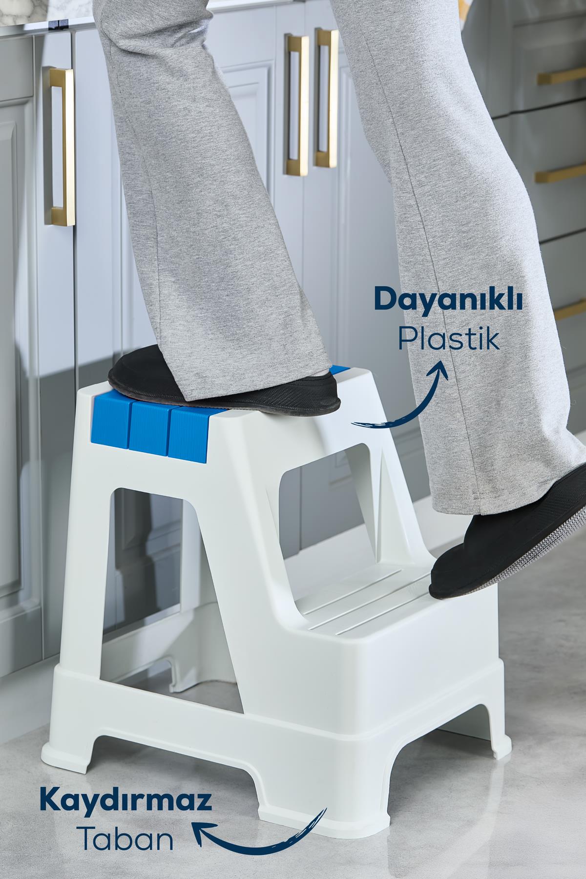 Plastik Basamaklı Tabure Mavi