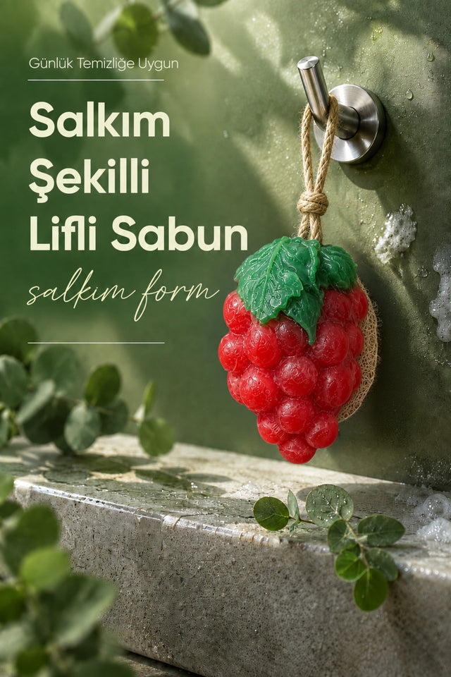 Kırmızı Üzüm Şekilli Lifli Katı Sabun