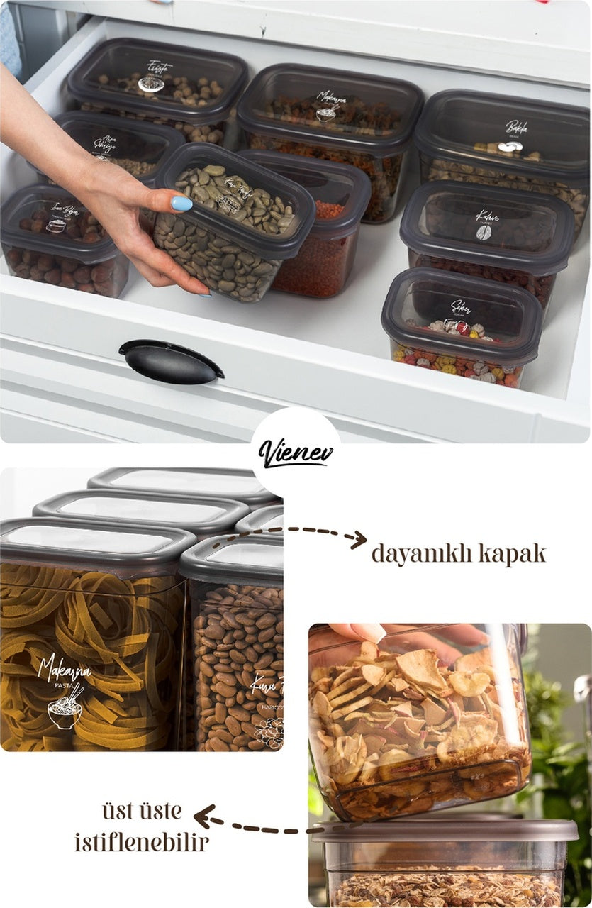 18li Peggy Dikdörtgen Saklama Kabı Seti 6x( 1900ml, 1500ml, 1150ml ) Etiketli