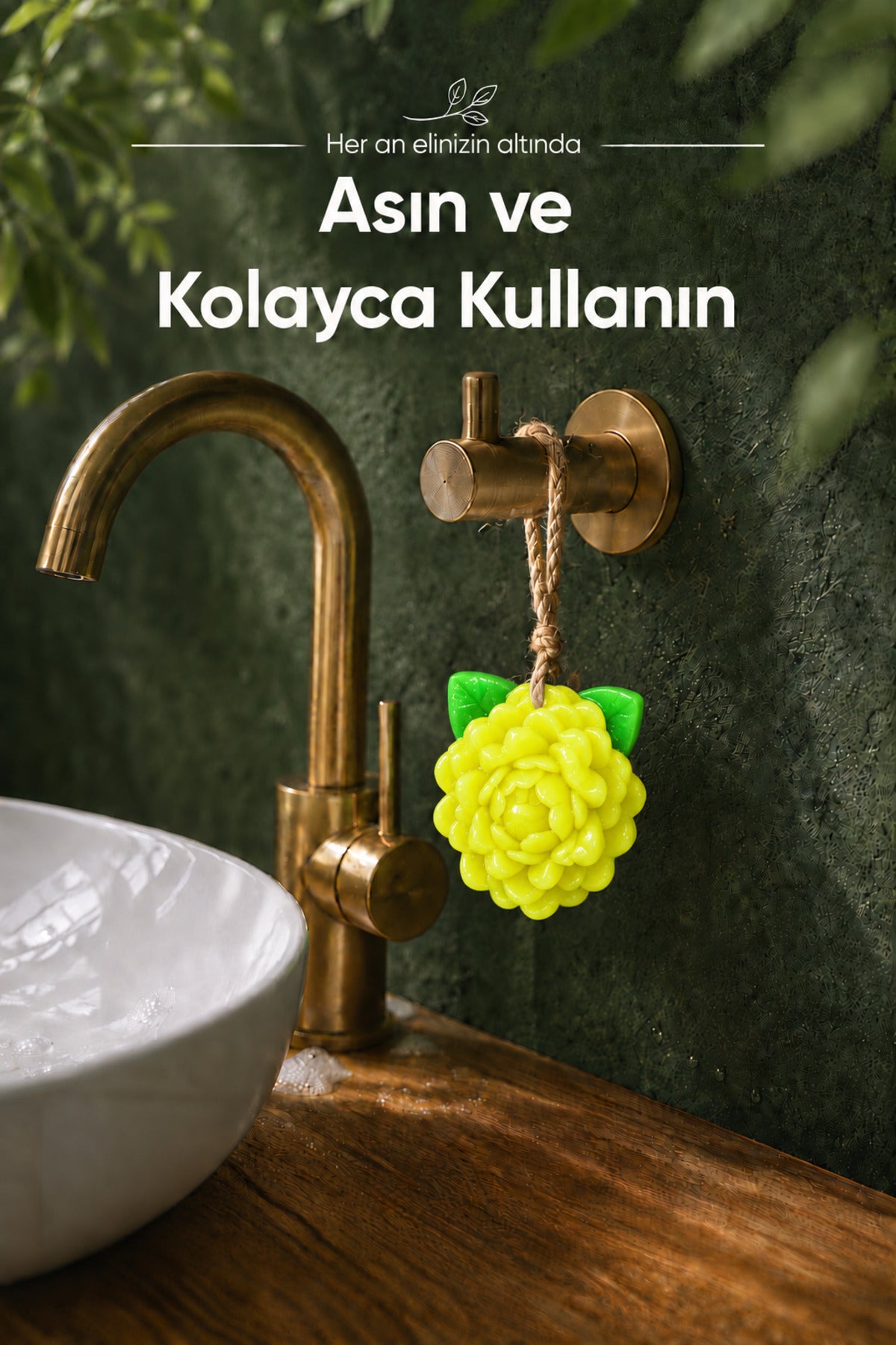 Sarı Yasemin Şekilli Katı Sabun 10,5x9,5 cm Asılabilir Dekoratif Banyo El Sabun