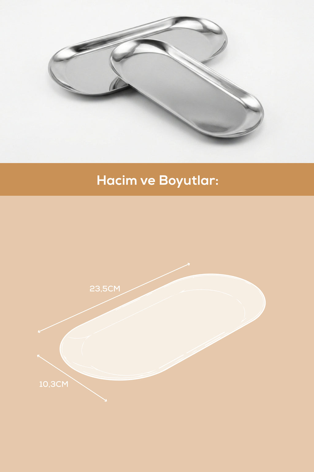 2’li Büyük Boy Gümüş Renk Metal Oval Kayık Tabak Seti - Sunum ve Çerezlik Tabağı
