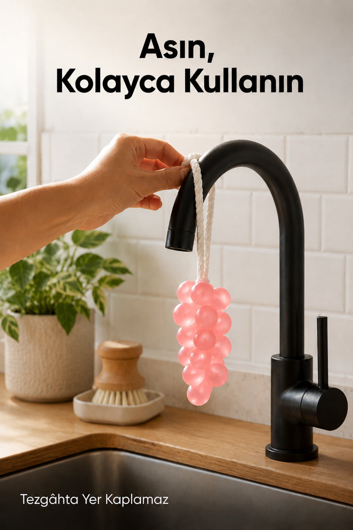 Pembe Salkım Üzüm Şekilli Katı Sabun 7x22 cm Asılabilir Dekoratif Banyo El Sabunu